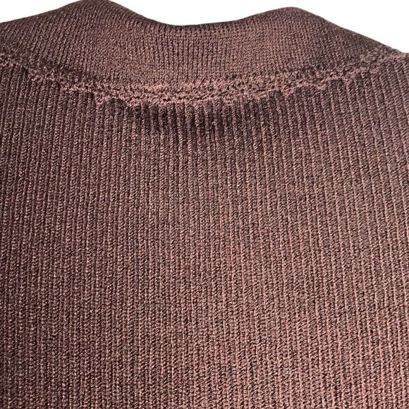Vintage 60s Goldworm Knit Ribbed Crochet MIDI Chocolate Brown Sweater Dress XS - Picture 13 of 17